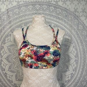Euc $10 No Boundaries Strappy Back Bralette Bra Pineapple Tropical Pink White M